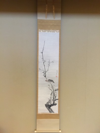 模写/圓山応挙/円山応挙/白梅に鴬図/絹表装/布袋屋掛軸HI-74 模写】//圓山応挙/円山応挙/白梅に鴬図/絹表装/布袋屋掛軸