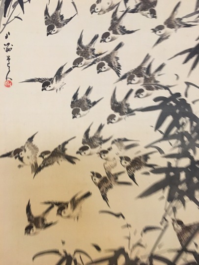 作者不詳/田家雀図/竹に雀図/花鳥図/掛軸☆宝船☆AD-405 作者不詳/田家雀図/竹に雀図/花鳥図/掛軸☆宝船☆AD-405 作者