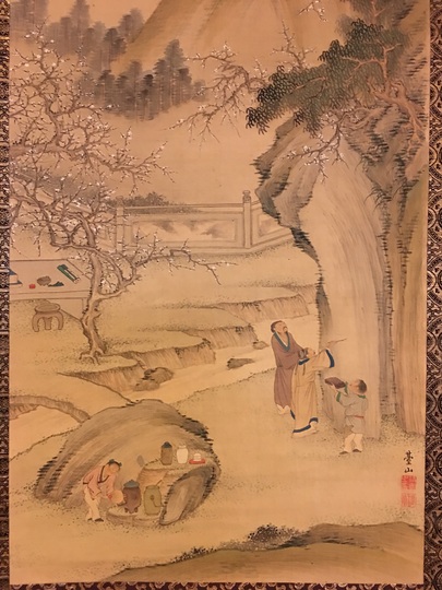 呉慶雲(石仙)  山水図    双幅    掛け軸2本 呉慶雲(石仙) 山水図 双幅 掛け軸2本