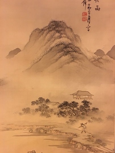 掛け軸　花鳥画　海僊　(肉筆) 掛け軸 花鳥画 海僊 (肉筆)