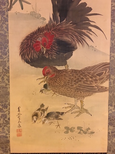 鈴木芙蓉 親子鶏図｜古美術・掛け軸の販売・買取・鑑定-松本松栄堂