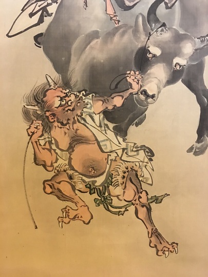 河鍋暁斎 牛乗鍾馗図｜古美術・掛け軸の販売・買取・鑑定-松本松栄堂