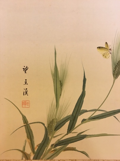 望月玉渓 青麦胡蝶図｜古美術・掛け軸の販売・買取・鑑定-松本松栄堂