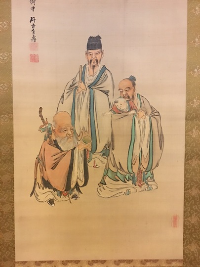 真作】掛軸「山本琴谷 山水双幅」明治元年58歳 幕末 多胡逸斎・