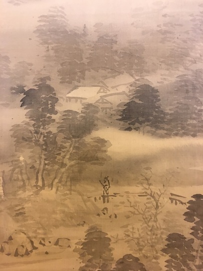 【真作】岡本豊彦/高雄山山村図/山水図/掛軸/名家伝来/AC-566 真作】岡本豊彦/高雄山山村図/山水図/掛軸/名家伝来/AC-566