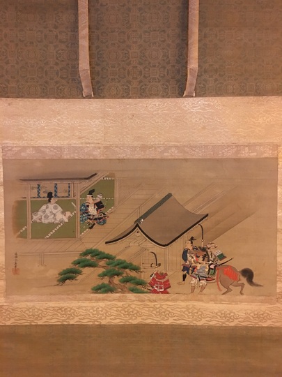 ◇『 狩野常信 宝珠図 古裂装 』掛軸 狩野派◇検）狩野探幽 徳川