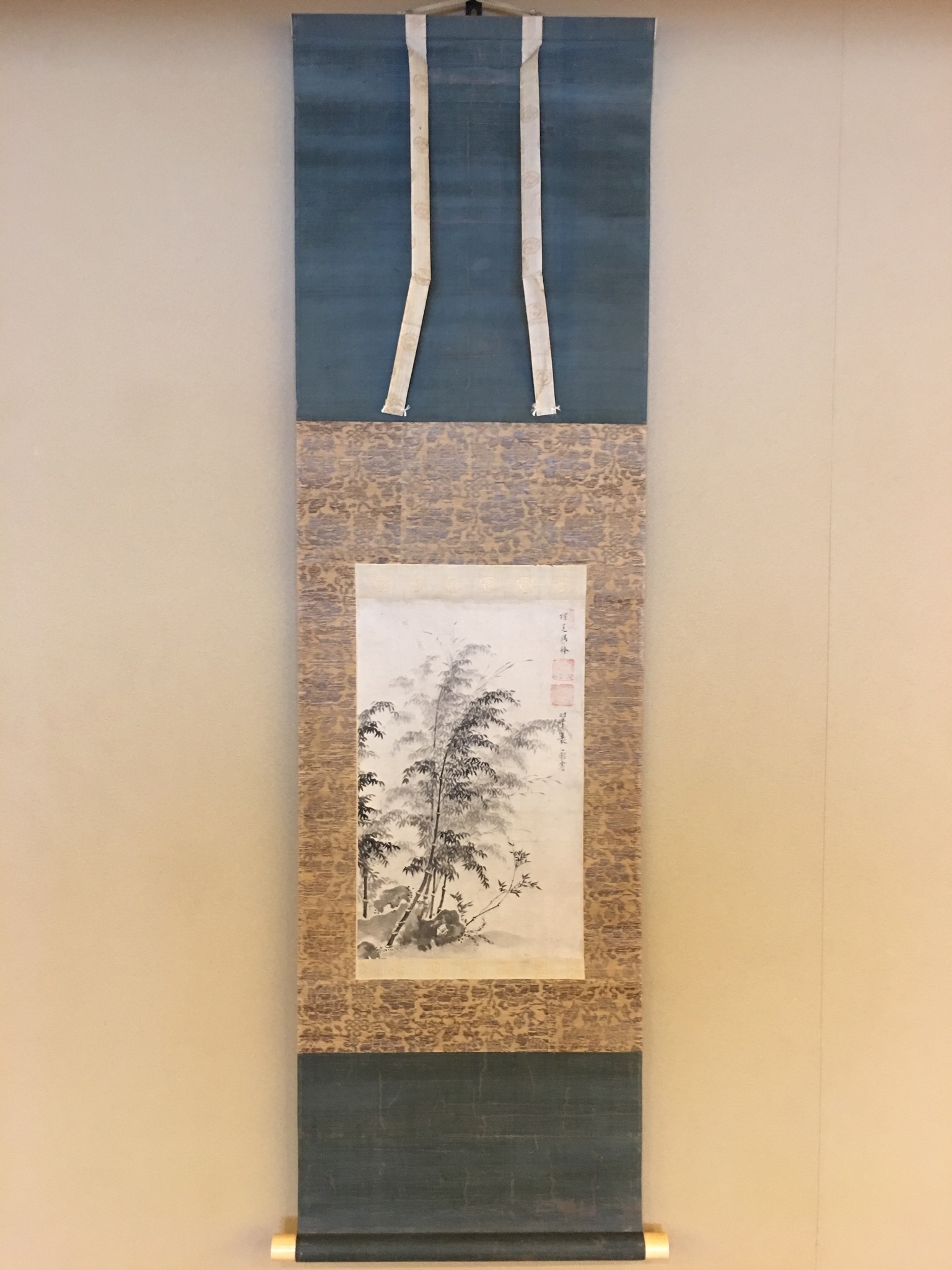 英一蜂 花篭 紙本掛軸 師英一蝶 箱一部破損（投扇図 英一蝶 江戸