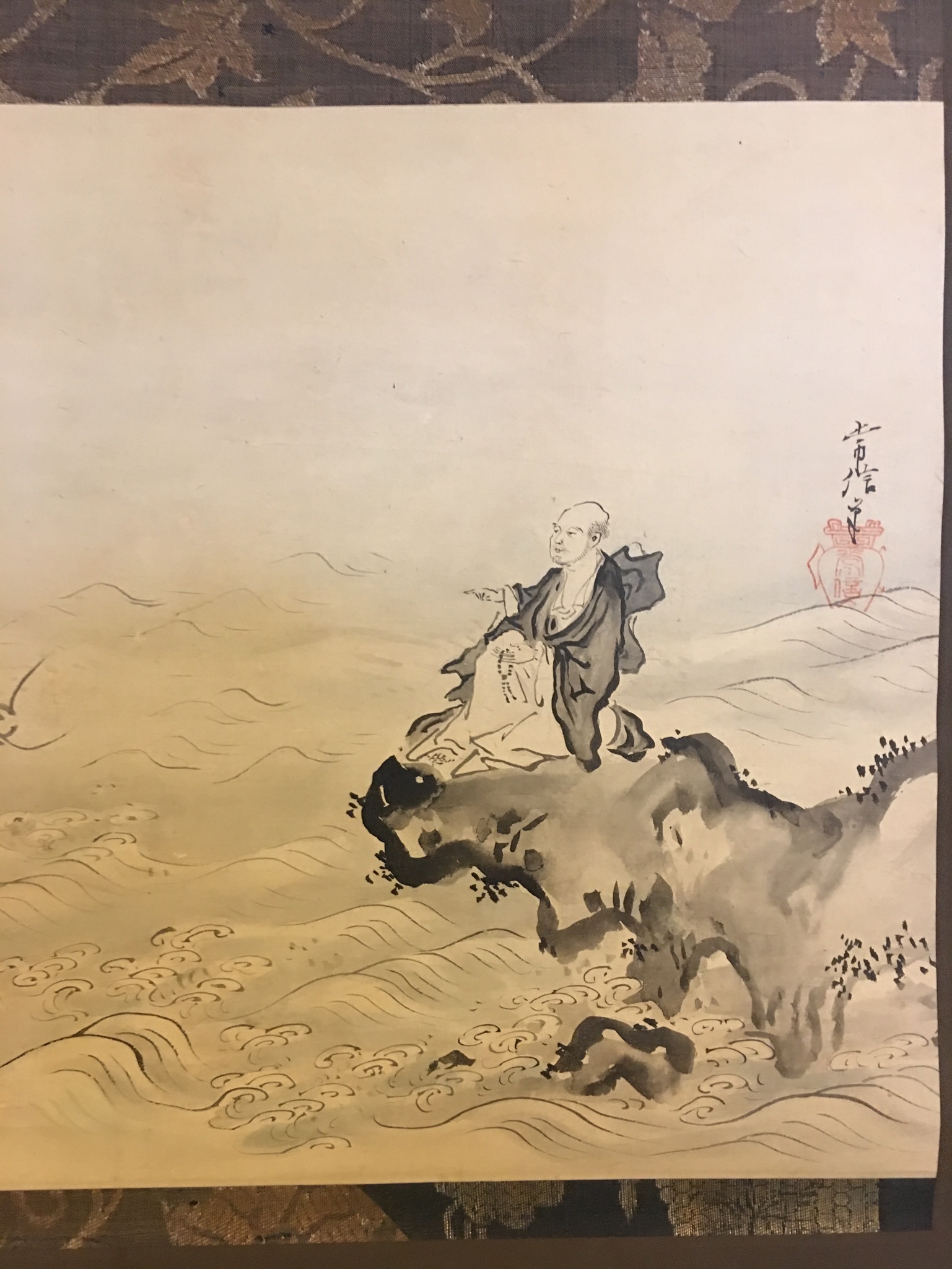 【鯉の滝登り図】狩野栄川院典信 掛け軸 2643 狩野派江戸古画 昇龍　肉筆 鯉の滝登り】狩野栄川院典信 掛け軸 2643 狩野派江戸古画 昇龍