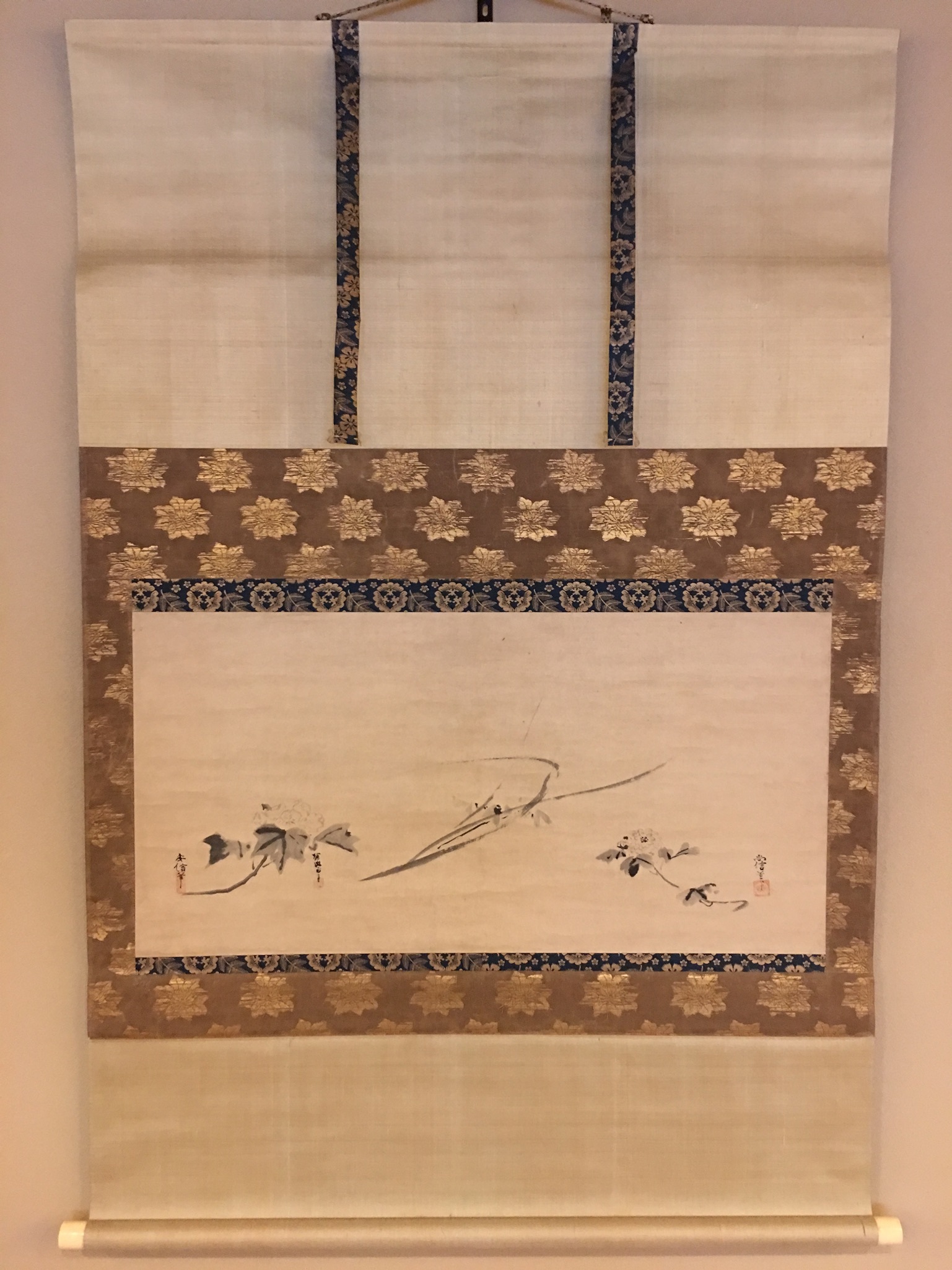 特売 3007 狩野探幽 毛利博物館 掛軸 日本画 絹本 工芸印刷 「桐