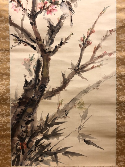 真作/今尾景年/桃花小禽図/桃花小鳥図/花鳥図/掛軸☆宝船☆AG-913 真作/晴方/鯉滝昇図/コイ図/花鳥図/魚図/掛軸☆宝船☆AJ-851の
