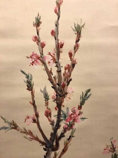 水越松南 桃花小禽｜古美術・掛け軸の販売・買取・鑑定-松本松栄堂