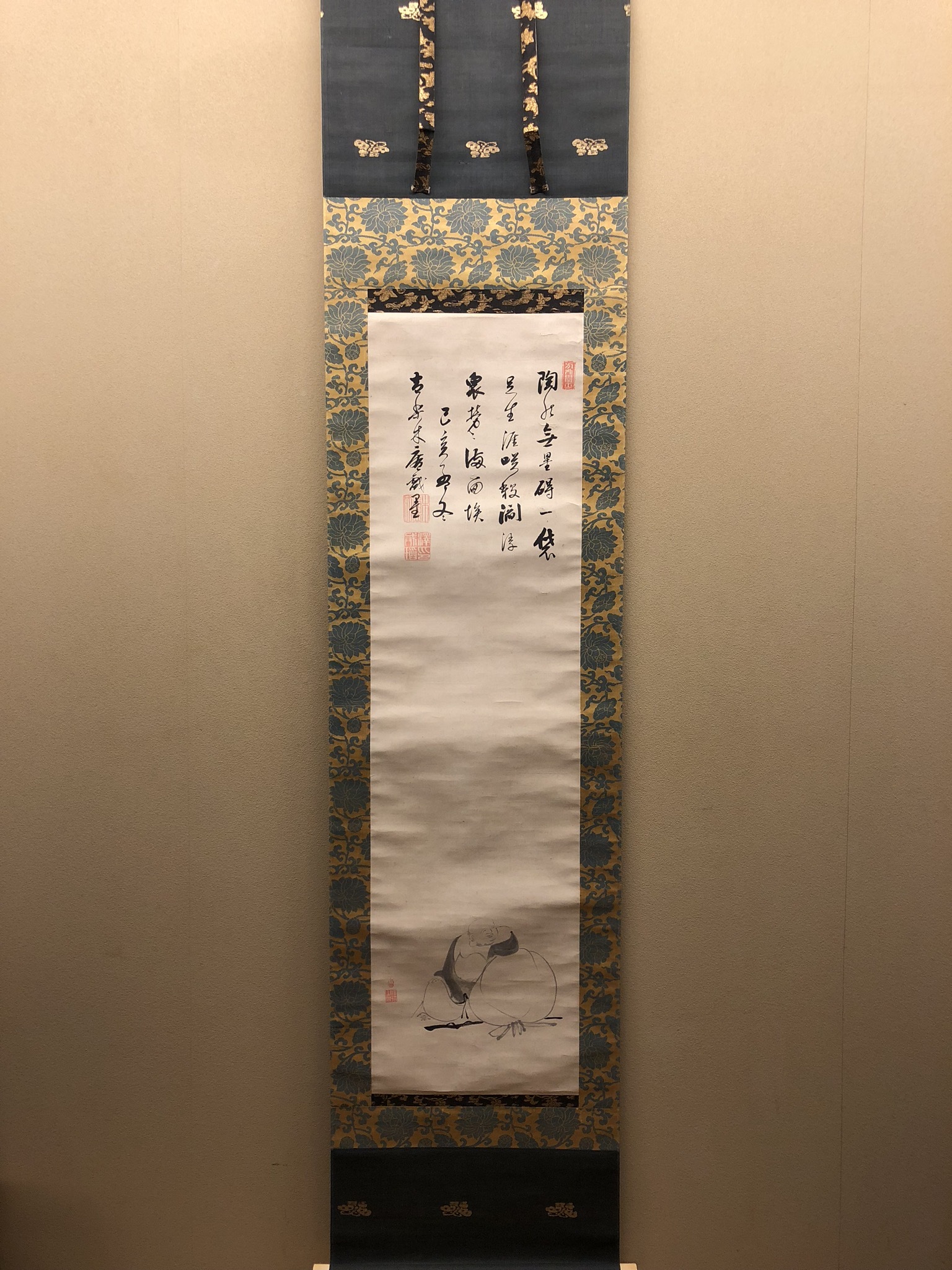 古美術•書•【弘一法師】掛軸•書道•紙本着色•整理品  ；M；10