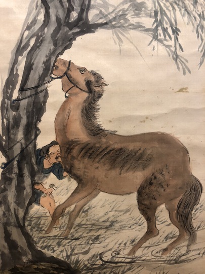 富岡鉄斎 柳陰洗馬図｜古美術・掛け軸の販売・買取・鑑定-松本松栄堂