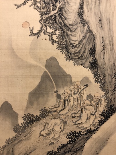 真作/田能村直入/羅漢尊者之図/人物図/掛軸/名家伝来/AD-961 真作/田能村直入/羅漢尊者之図/人物図/掛軸/名家伝来/AD-961
