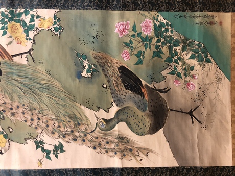 中国 名家绢絵 作家物 年代品 松鶴長春 蘭若作 收藏品 限定特典