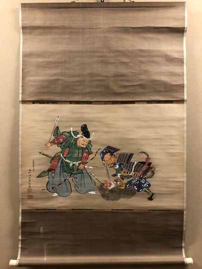 本紙寸法約56×127掛軸 永海銘 松鷹之図 名品 K157 - 絵画