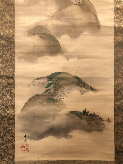 松籟（1870-1947）作 『松下富嶽遠望』図