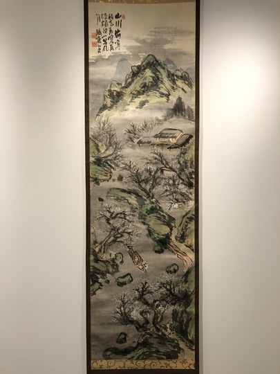 掛軸まとめて5本/彩色山水図 六字名号 花鳥図 富嶽昇馬 双鶴 578 掛軸まとめて5本/彩色山水図 六字名号 花鳥図 富嶽昇