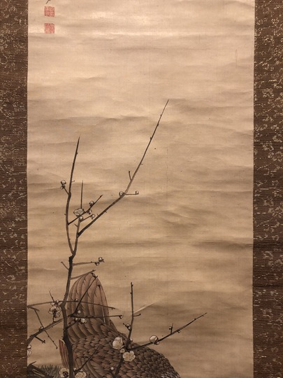 花鳥の掛け軸 田村竹世作 秋草に兎【本格ミニ掛軸】ミニサイズ