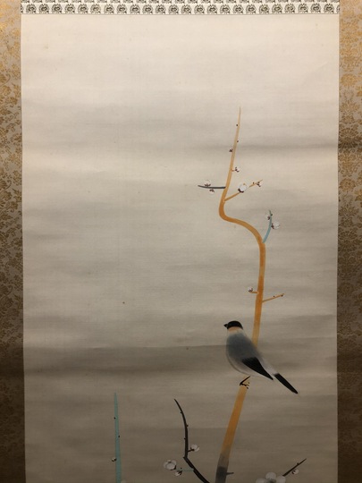 林 正仙 桜に雉子 掛け軸 絹本 共箱 林 正仙 桜に雉子 掛け軸 絹本 共箱 - 絵画