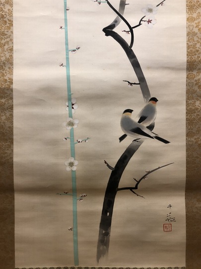 美術年鑑掲載竹田寿昌「枝垂れ桜」 美品掛け軸