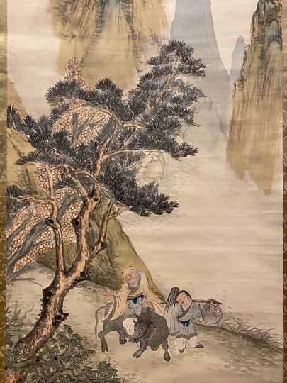 真作】富岡鉄斎/童子精遊図/童子図/人物図/掛軸/名家伝来/AC-87 美術品・アンティーク・コレクション