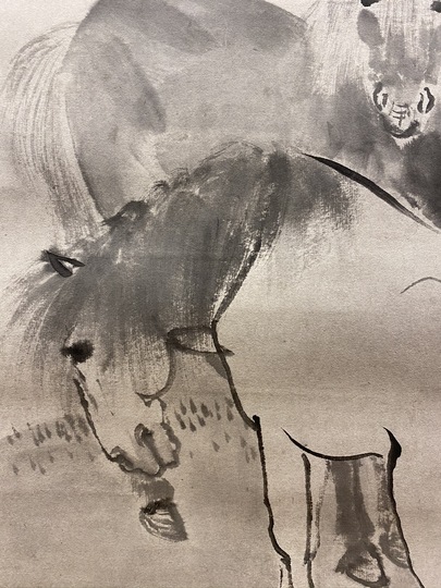 【真作】掛軸　双馬図　躍動感あふれる墨馬　二頭の馬が駆ける吉祥画　R199 円山応挙 双馬図｜古美術・掛け軸の販売・買取・鑑定-松本松栄堂