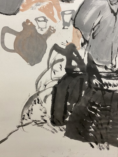 杏花村荘図　富岡鉄舟筆　複製品 杏花村荘図 富岡鉄舟筆 複製品