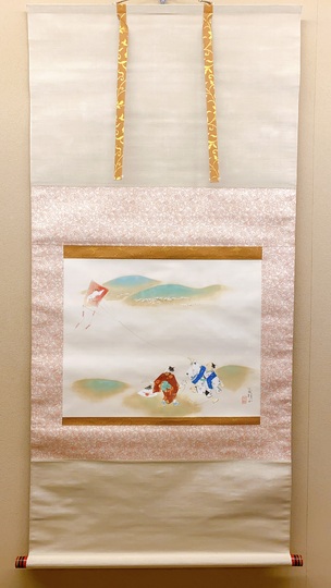 【真作】岡本大更　画　生田花朝女　賛/芋明月画賛/掛軸☆宝船☆Z-424 岡本大更 画 生田花朝女 賛/芋明月画賛/掛軸☆宝船☆