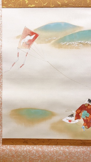 真作/指頭海山/月梅画賛/梅図/梅花図/花鳥図/掛軸☆宝船☆AD-487