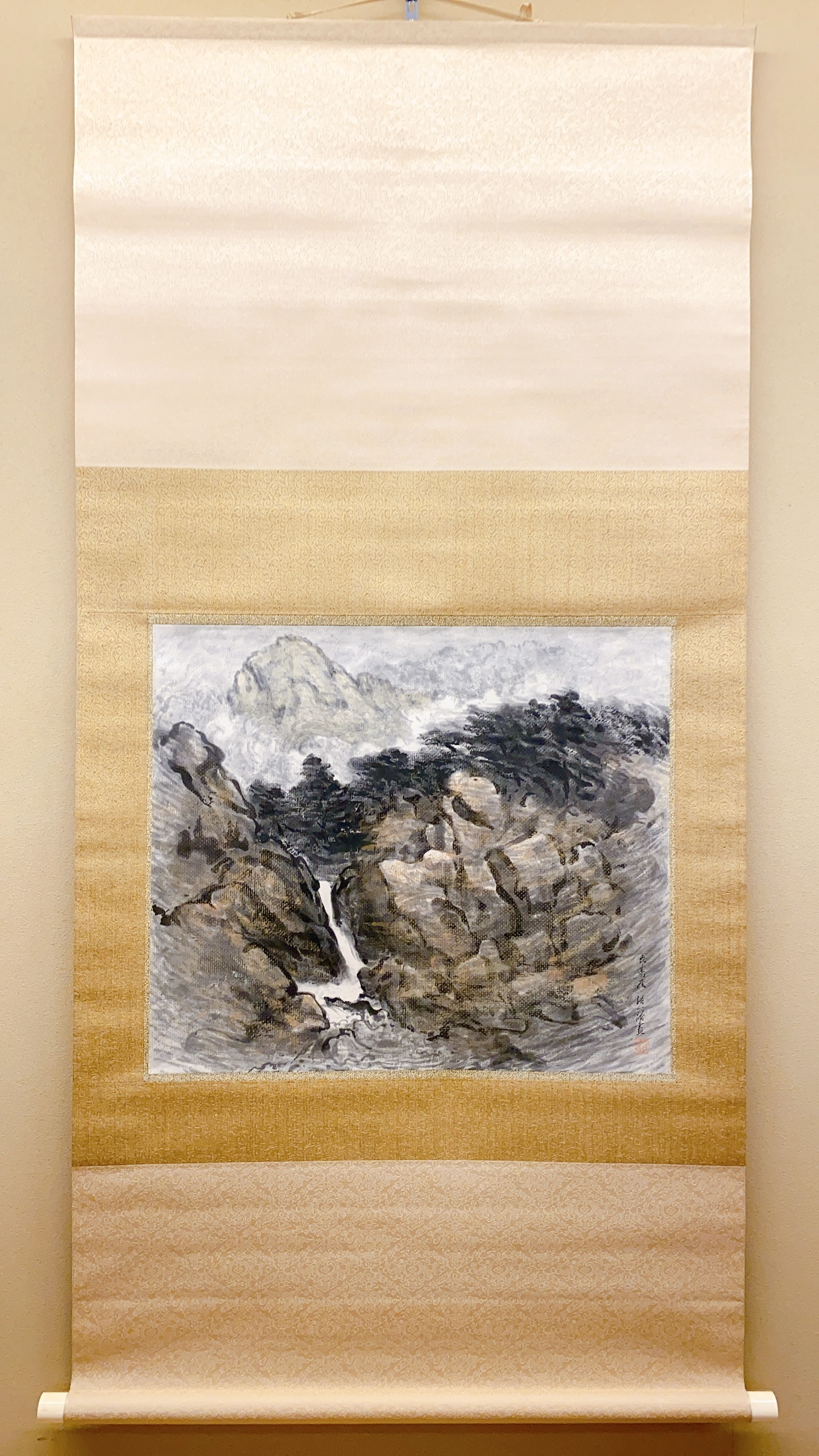 近藤浩一路「牧場」水墨馬図　紙本 掛軸 近藤浩一路「牧場」水墨馬図紙本 掛軸