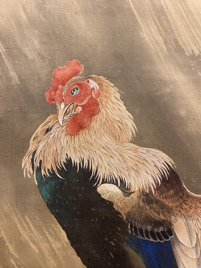 宋紫石 #花鳥図 #掛軸 #肉筆 #絹本 #中国 #古玩 #宗紫石 #模写 宋紫石