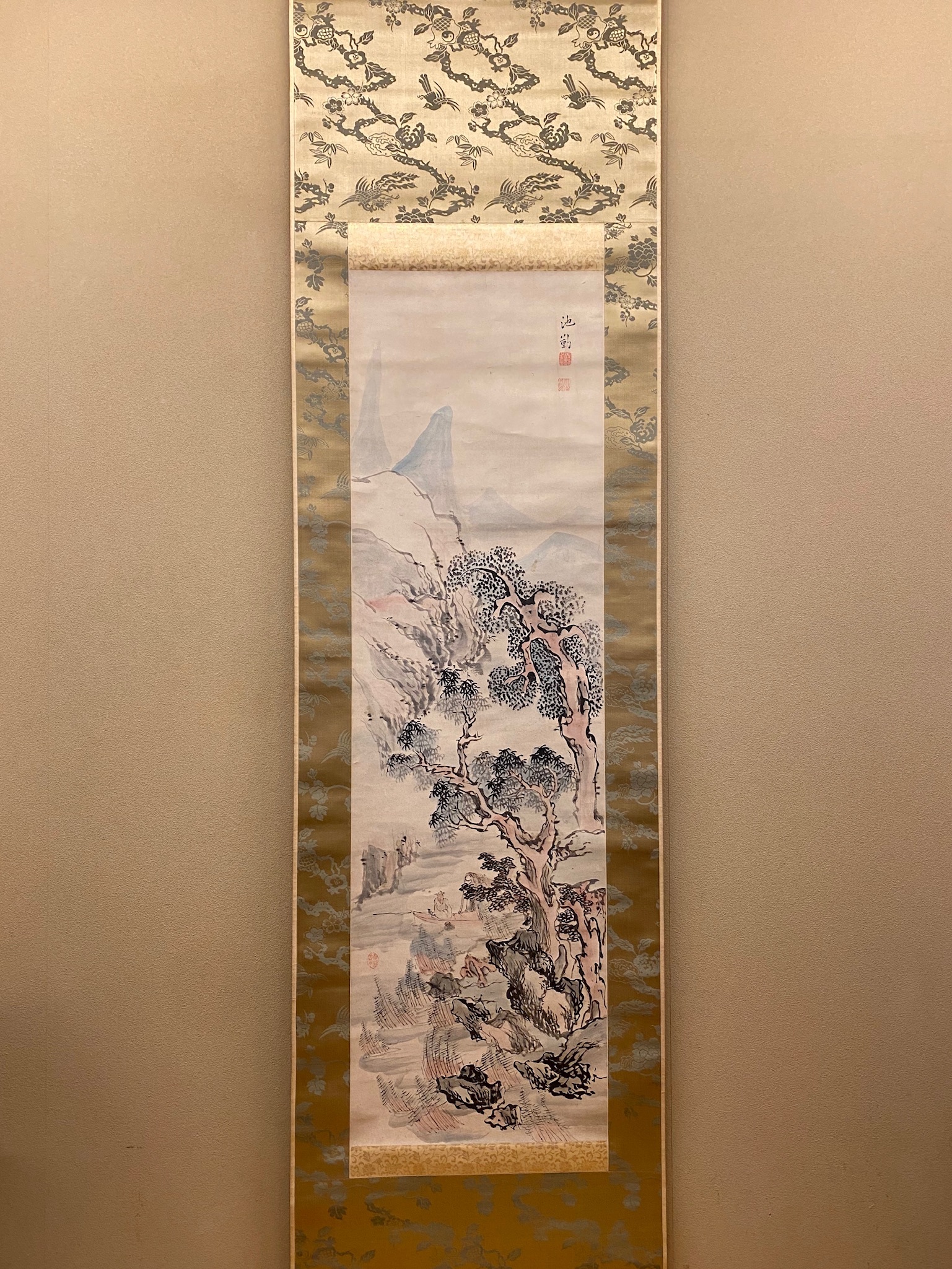 真景図 富士人物図 池 大雅 池大雅　南画家 古昔庵好斎 大倉好斎 札付　掛軸 真景図 富士人物図 池 大雅 池大雅 南画家 古昔庵好斎 大倉好斎