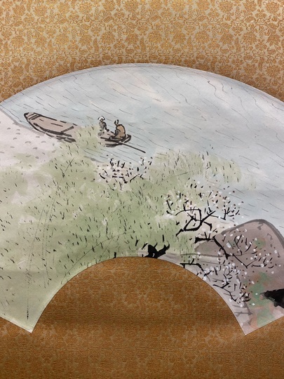 中川紀元 イチハツ 返 菖蒲墨彩画掛軸 二紀会創立 芸術院恩賜