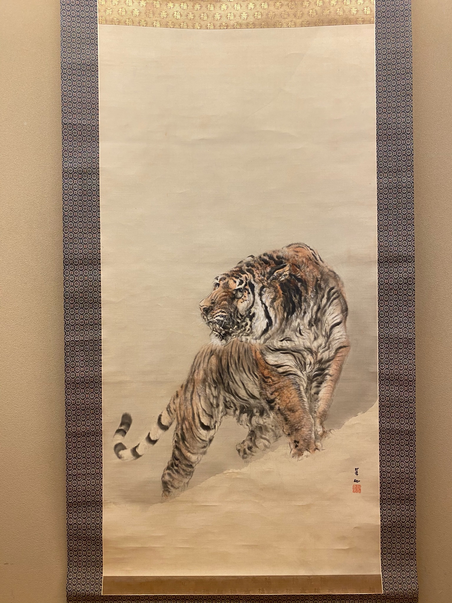 【真作】加藤頼石/猛虎図/虎図/トラ図/掛軸/名家伝来/AD-388 真作】加藤頼石/猛虎図/虎図/トラ図/掛軸/名家伝来/AD-388