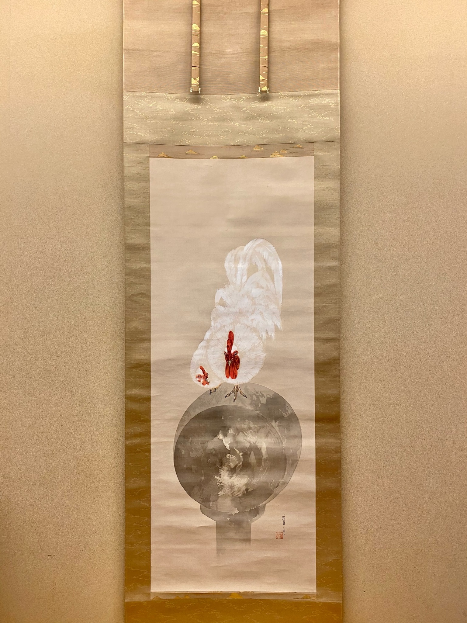 渡辺省亭 諫鼓鶏之図｜古美術・掛け軸の販売・買取・鑑定-松本松栄堂