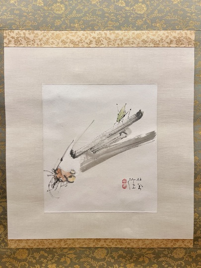 【真作】【複製】掛軸　土田麦僊　工芸画　香魚　竹内栖鳳に師事　箱入　P103 真作】【複製】掛軸 土田麦僊 工芸画 香魚 竹内栖鳳に師事 箱入 P103
