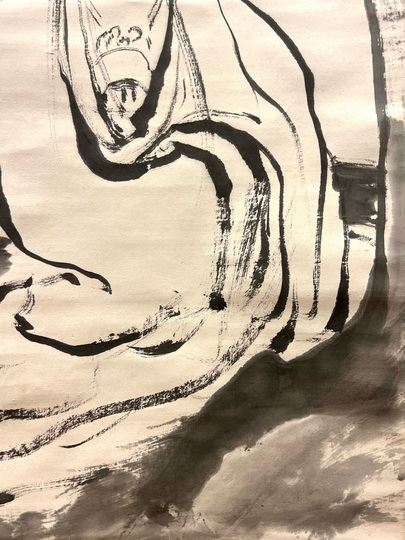 須田霞亭  観音図 画讃 絹本肉筆掛軸 新潟 師景年、広業 仏画 須田霞亭 観音図 画讃 絹本肉筆掛軸 新潟 師景年、広業 仏画