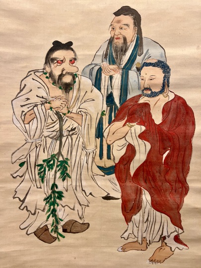 富岡鉄斎 神儒佛三教祖像｜古美術・掛け軸の販売・買取・鑑定-松本松栄堂