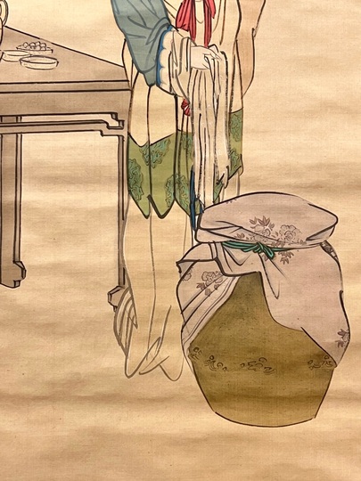 複製/岡本豊彦/寿老人図/工芸/布袋屋掛軸HI-918