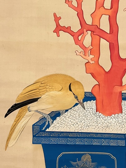 松村景文 珊瑚黄鳥|古美術・掛け軸の販売・買取・鑑定-松本松栄堂 松村景文 珊瑚黄鳥|古美術・掛け軸の販売・買取・鑑定-松本松栄堂