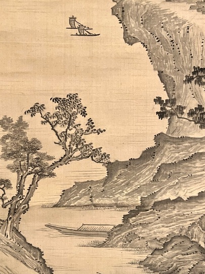 彭城百川「水墨山水」掛軸 紙本：江戸中期 彭城百川「水墨山水」掛軸 紙本：江戸中期 - メルカリ