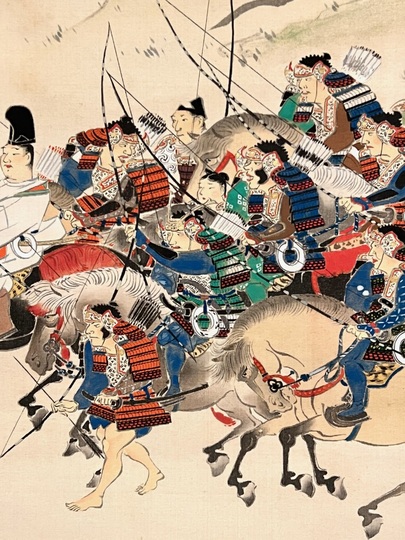真作/画）森村冝稲/恵比須大黒画賛/絹表装/布袋屋掛軸HJ-284 真作/画）森村冝稲/恵比須大黒画賛/絹表装/布袋屋掛軸HJ-284