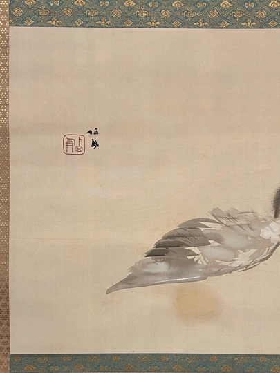 【茶道具】松村景文筆　『柳に椿』　絵　茶軸　掛軸B942 茶道具】松村景文筆 『柳に椿』 絵 茶軸 掛軸B942 書
