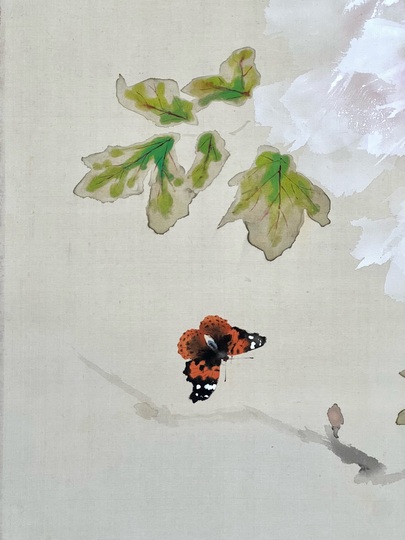 樋口富麻呂【光悦寺の秋】水彩絹本 掛軸