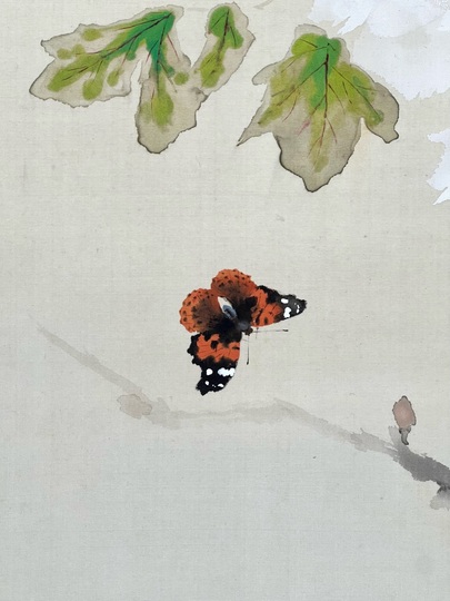 樋口富麻呂【光悦寺の秋】水彩 絹本 掛軸