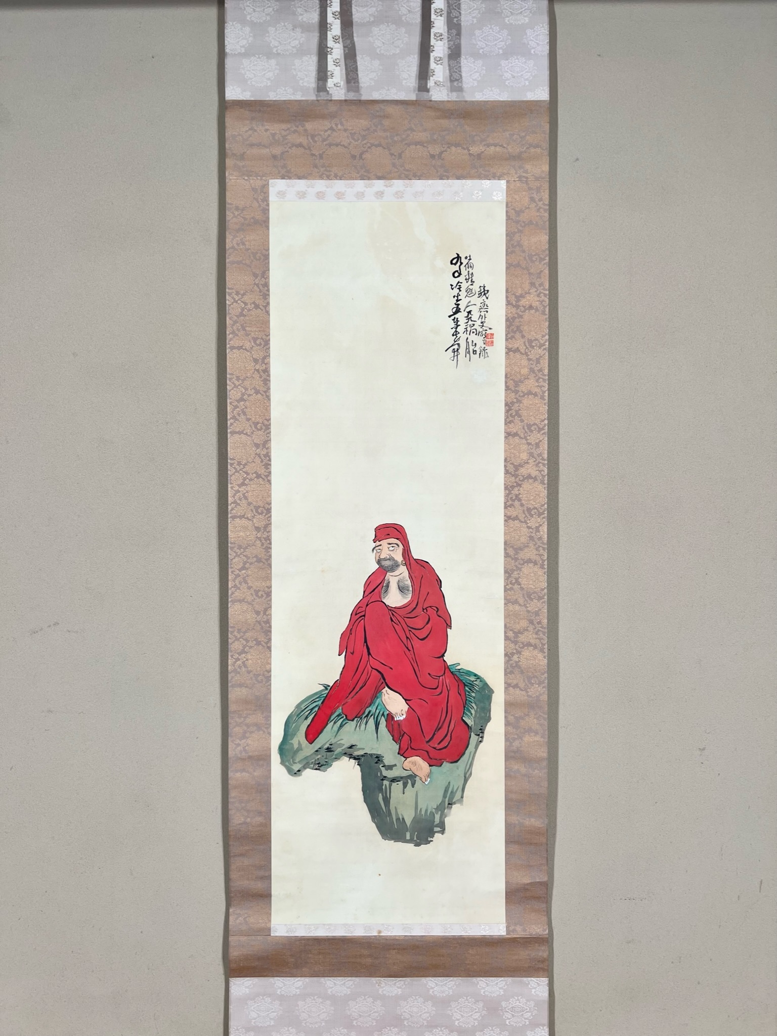 富岡鉄斎　肉筆　紙本　達磨ノ圖 模写】富岡鉄斎【達磨の図】◇紙本◇合箱◇掛軸 u04034