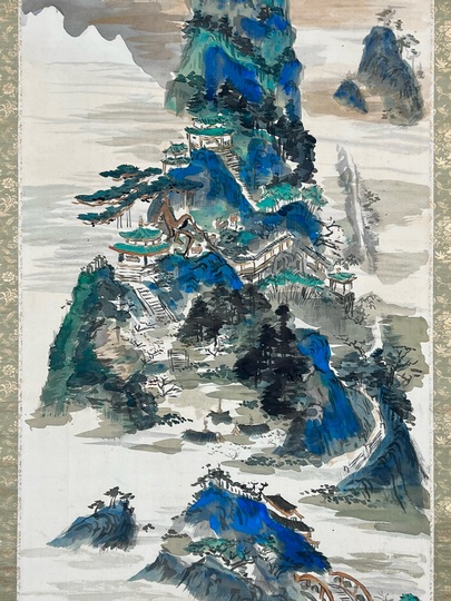 雲谿/蓬莱仙境図/蓬莱山図/掛軸☆宝船☆Z-587