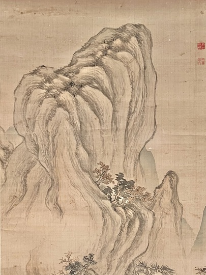 コスモスと甲斐動 油彩画 風景画　磯部久寿雄　日本美術家協会　JAG コスモスと甲斐動 油彩画 風景画 磯部久寿雄 日本美術家協会 JAG