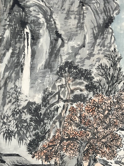真作/藤本鐵石/松蘭画賛/老松図/蘭図/ラン図/掛軸/名家伝来AE-375 真作/藤本鐵石/松蘭画賛/老松図/蘭図/ラン図/掛軸/名家伝来AE-375